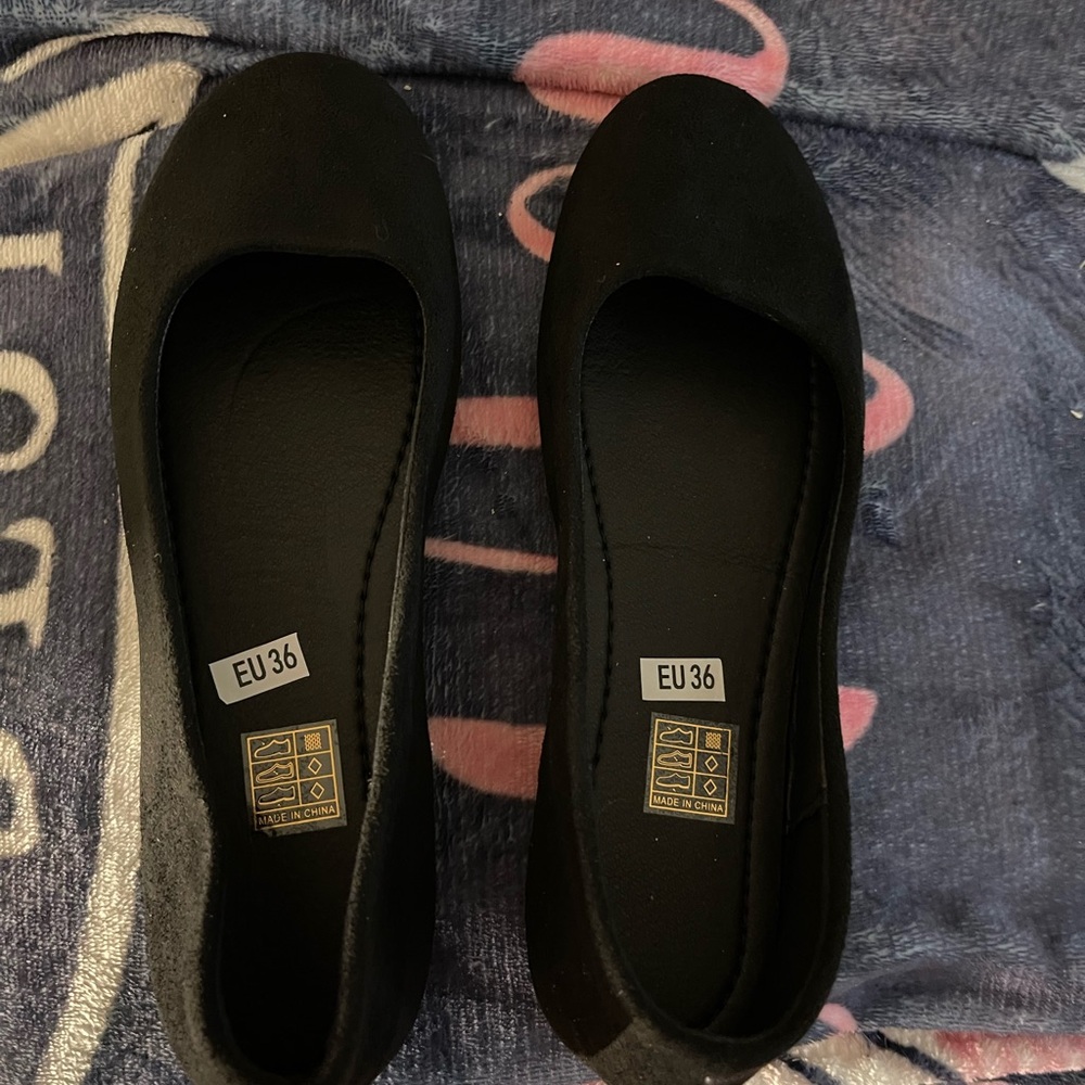 Black Suede Ballet Flats EU 36